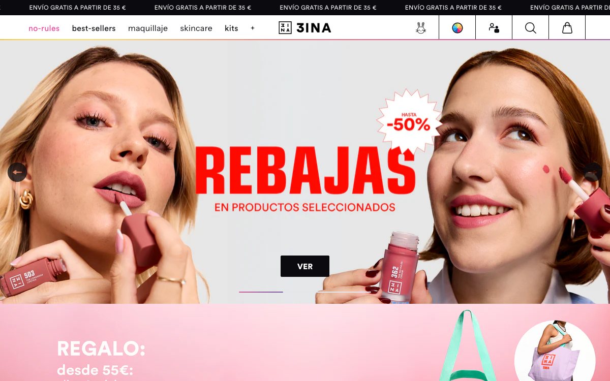 Captura real de la home de 3INA