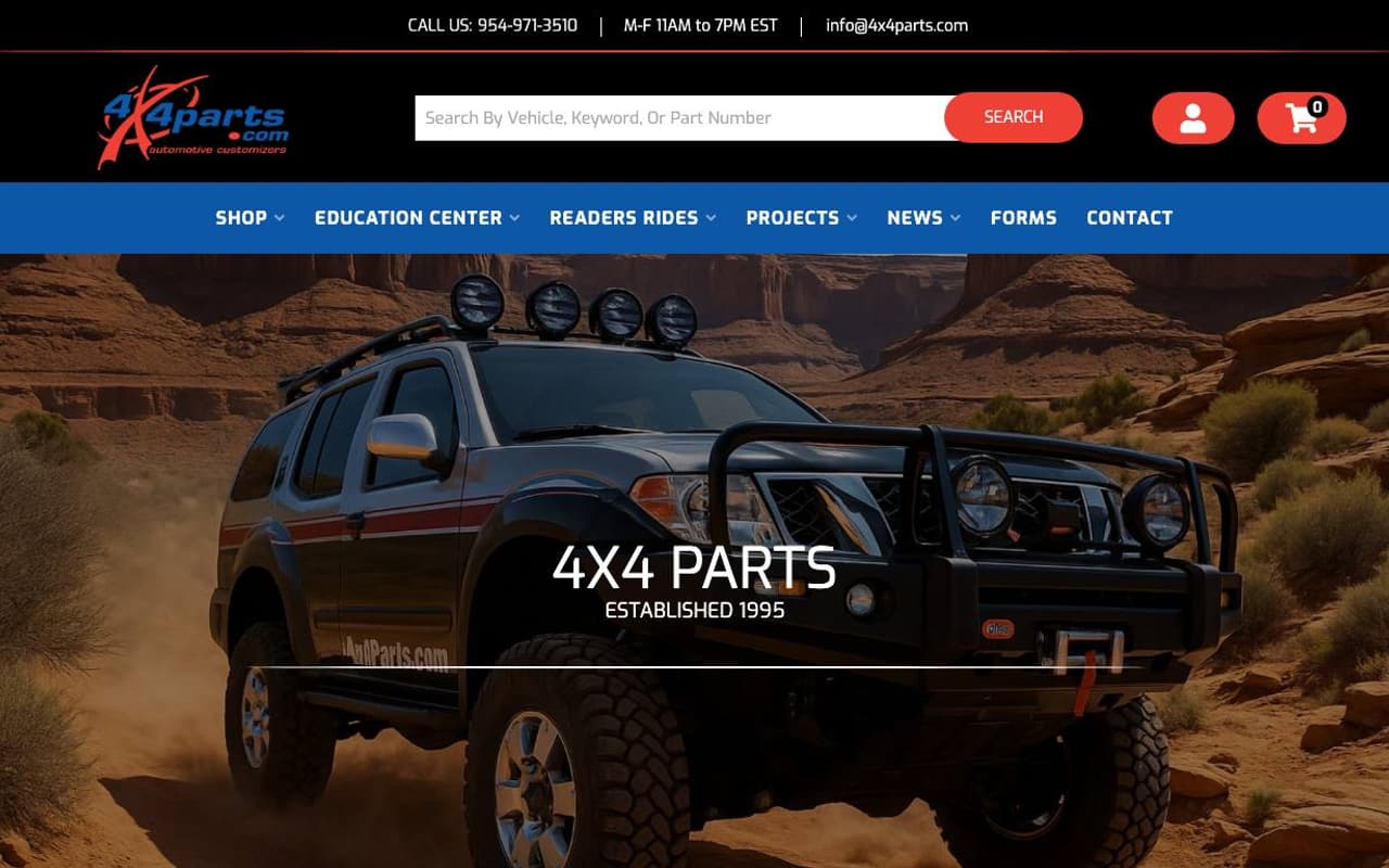 Captura de pantalla de la home de 4x4 Parts
