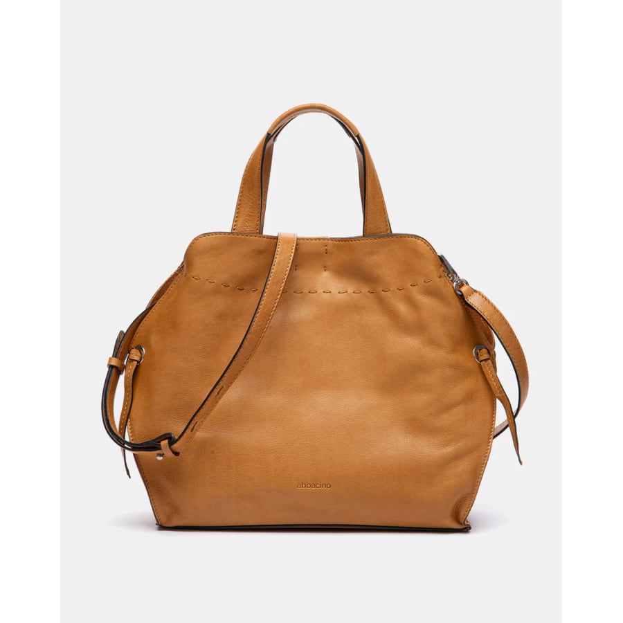 Bolso de mano en piel cognac