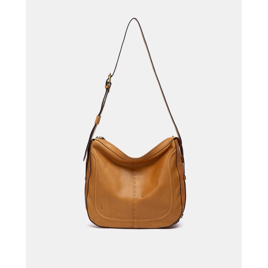 Bolso de hombro en piel cognac
