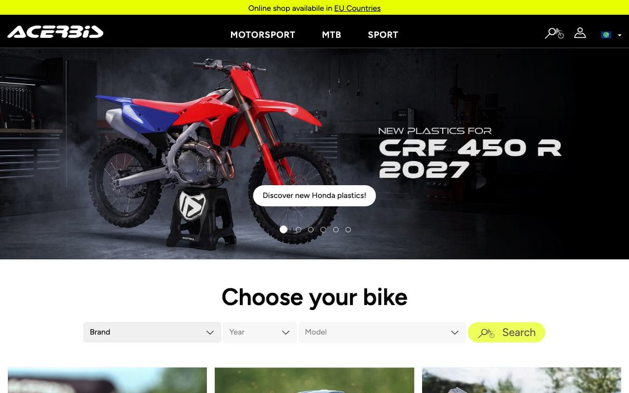 Captura limpia de la home oficial de Acerbis