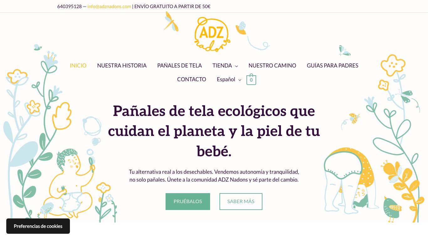 Captura de pantalla de la home de ADZnadons
