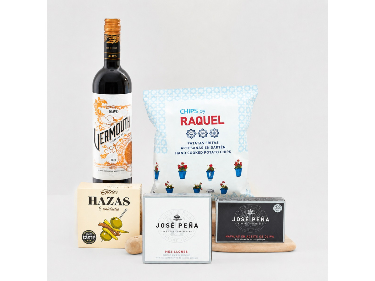 Cesta Vermut Gourmet con Conservas de Marisco