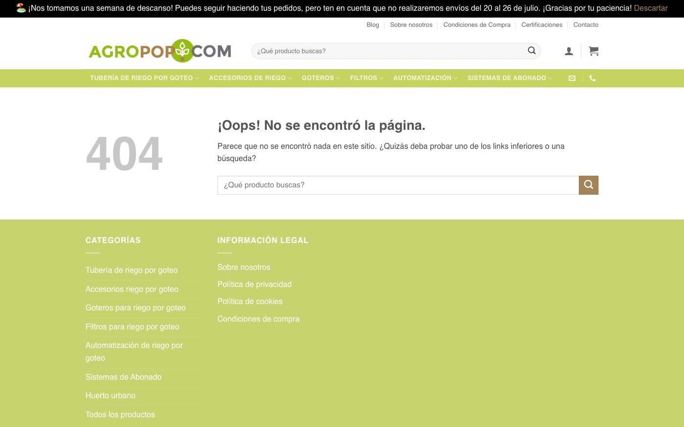 ¡Oops! No se encontró la página.
