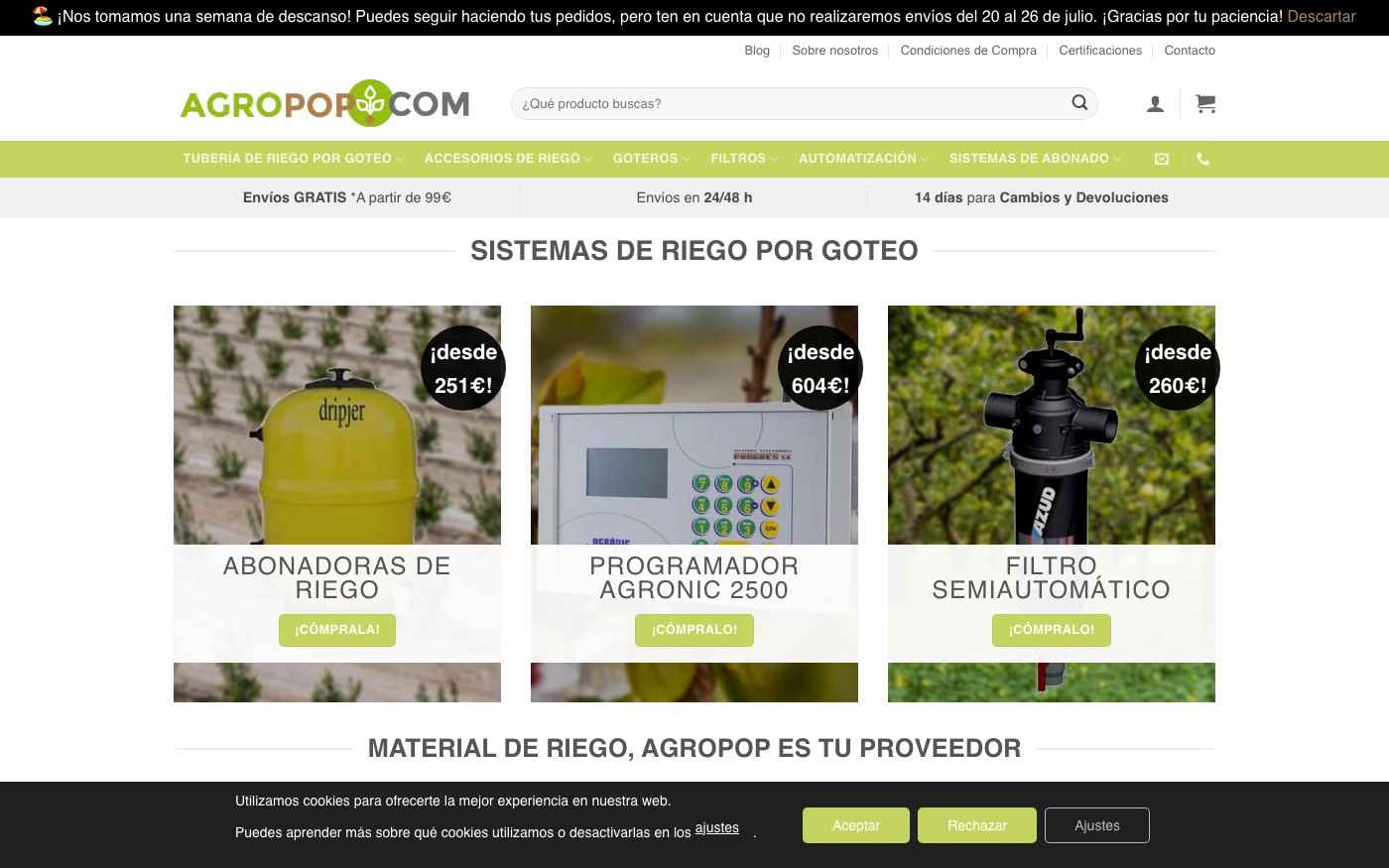 Captura limpia de la home oficial de AgroPop