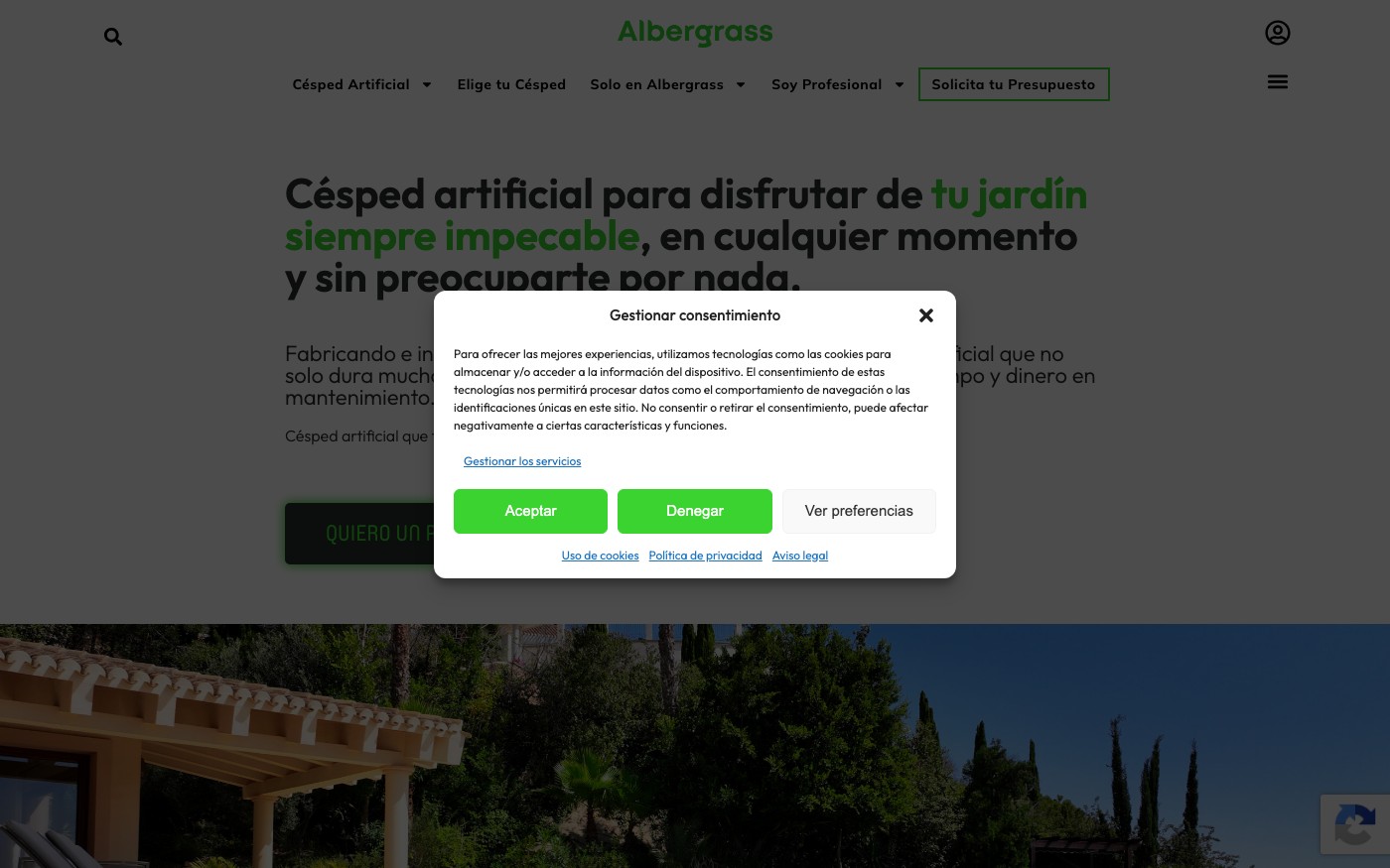 Captura limpia de la home oficial de Albergrass