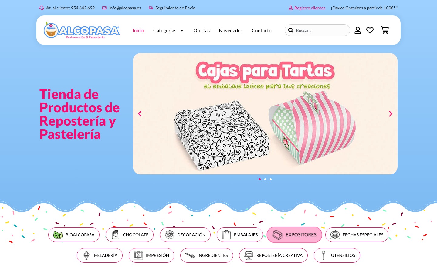 Captura de pantalla de la home de Alcopasa