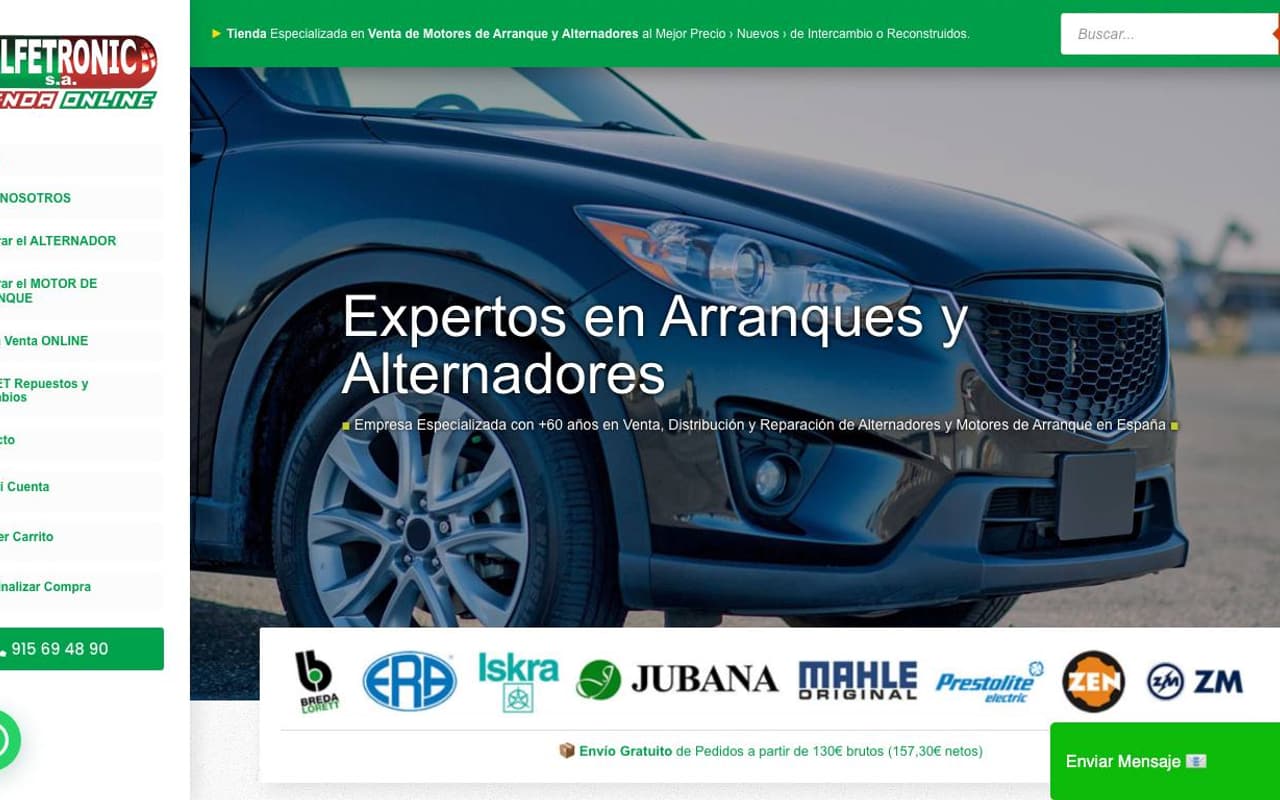 Captura limpia de la home oficial de Alfetronic