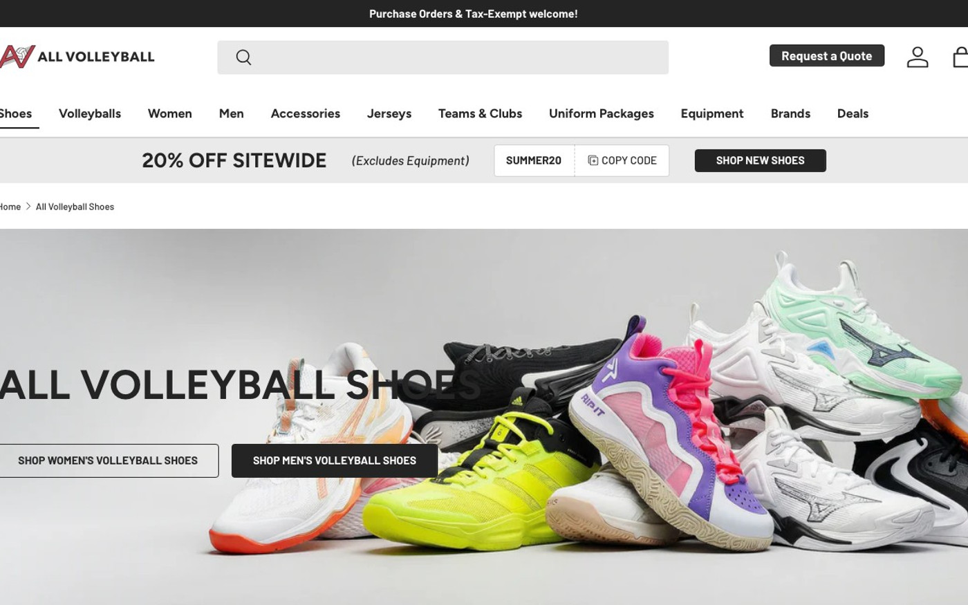 Captura de pantalla de la home de All Volleyball