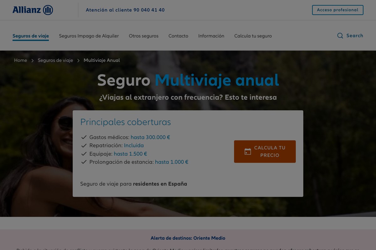 Seguro multiviaje anual