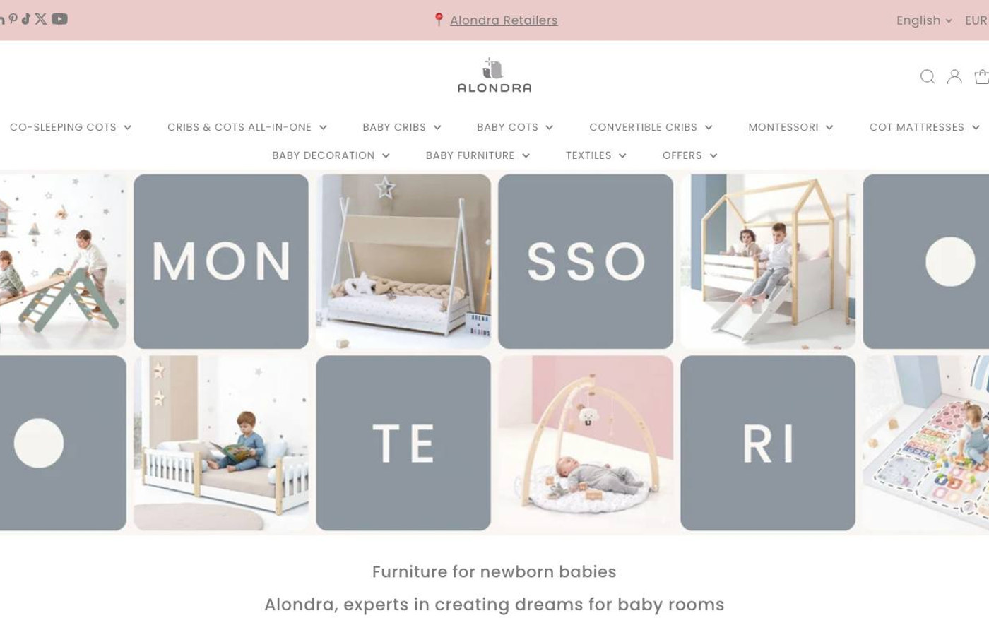 Captura de pantalla de la home de Alondra Baby