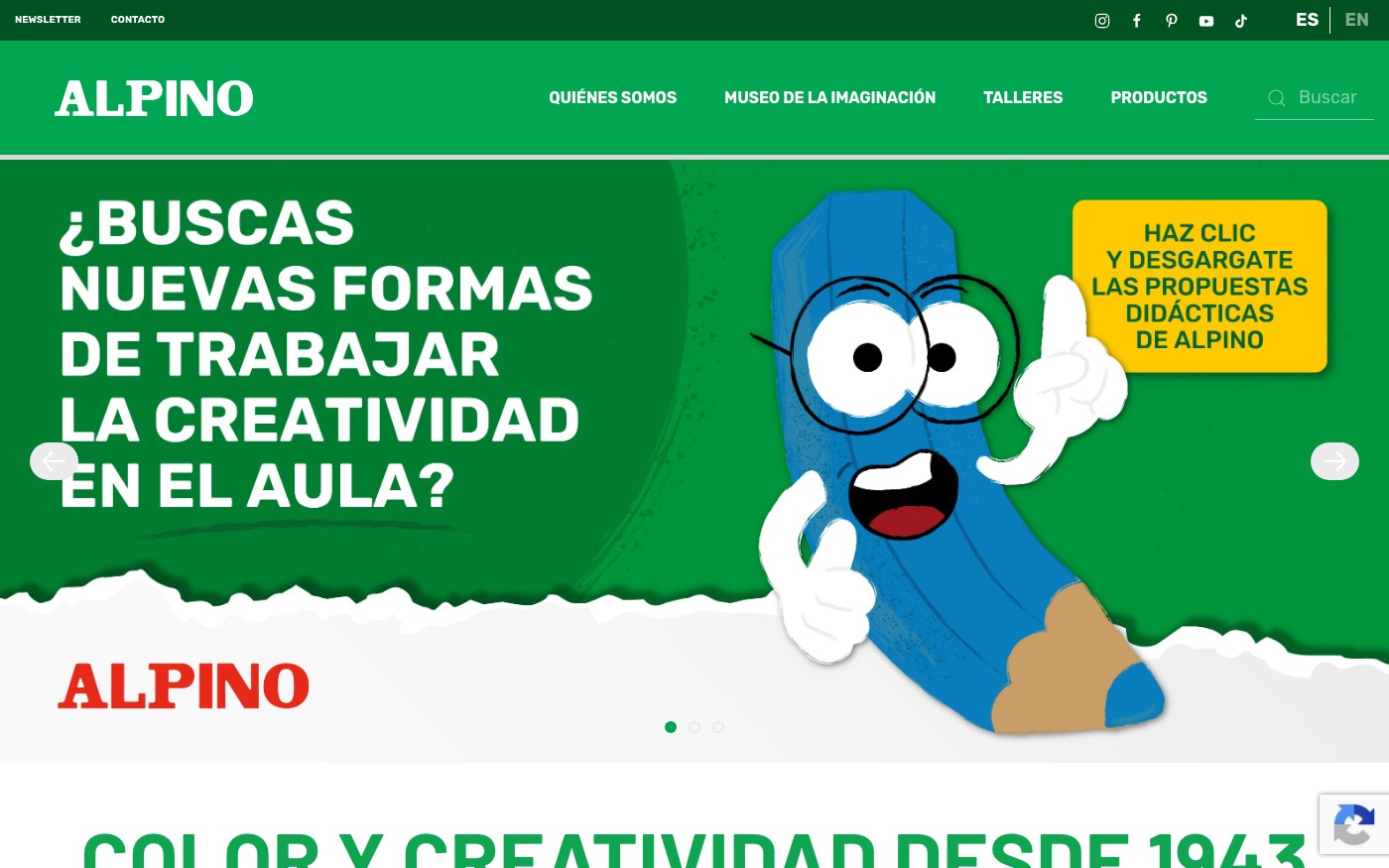 Captura limpia de la home oficial de Alpino