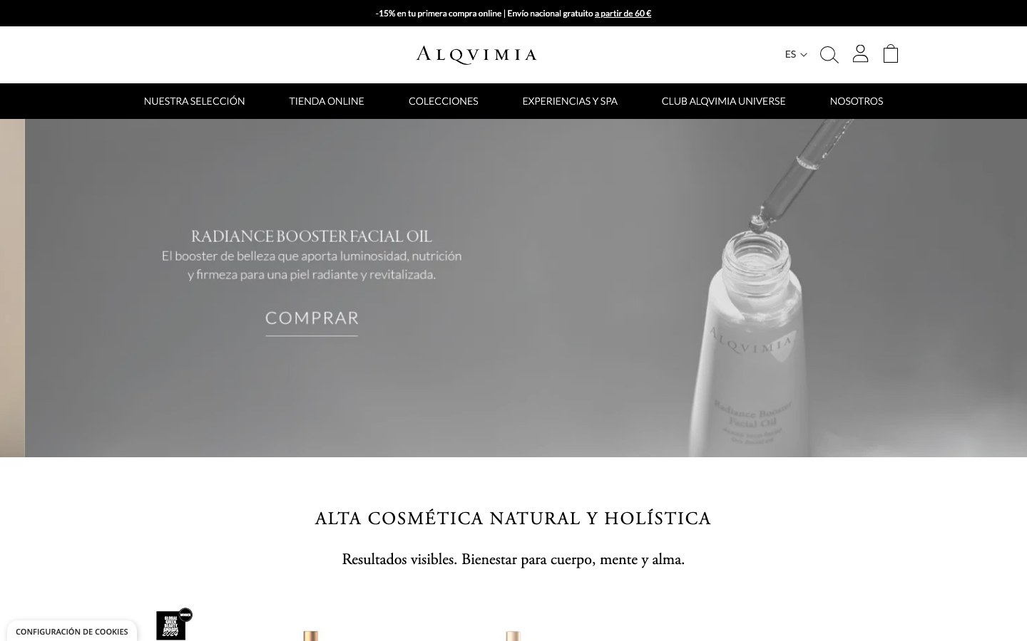 Captura real de la home de ALQVIMIA