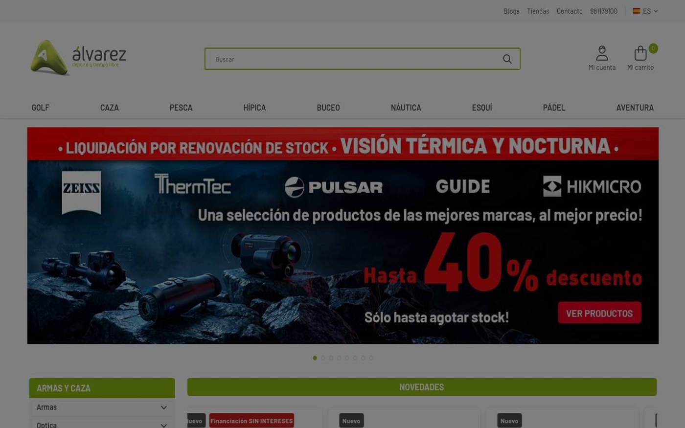 Captura limpia de la página de inicio de Álvarez