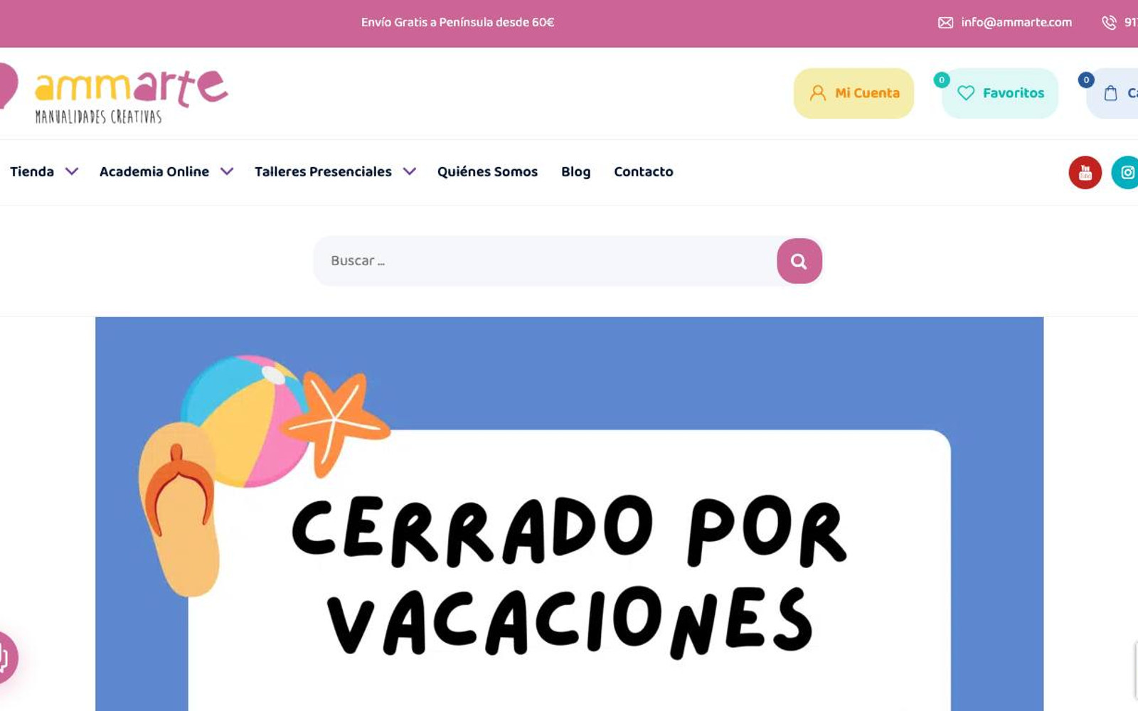 Captura limpia de la página de inicio de Ammarte