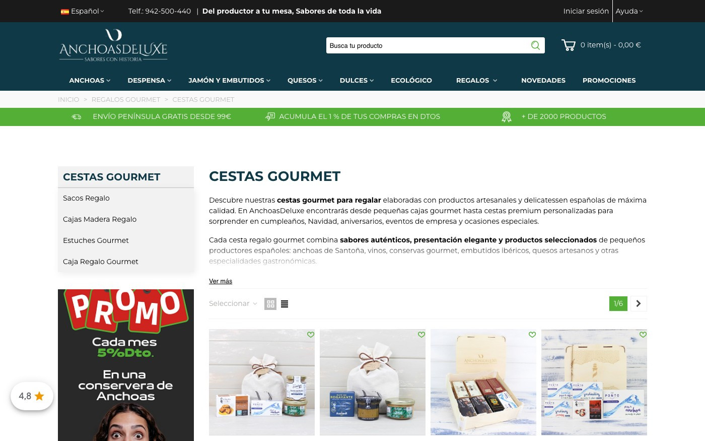 Captura limpia de la home oficial de AnchoasDeluxe
