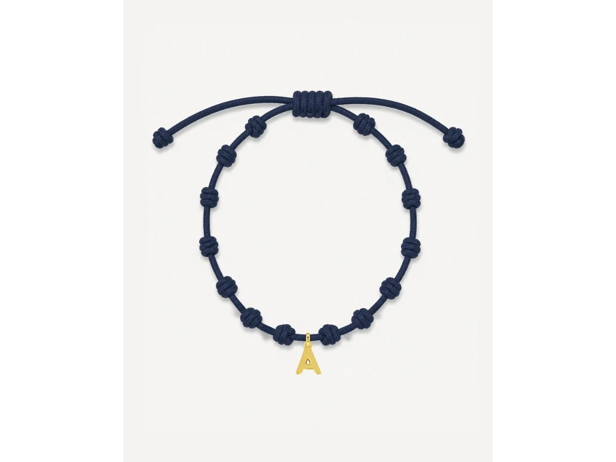 Pulsera nudos azul marino con inicial mini