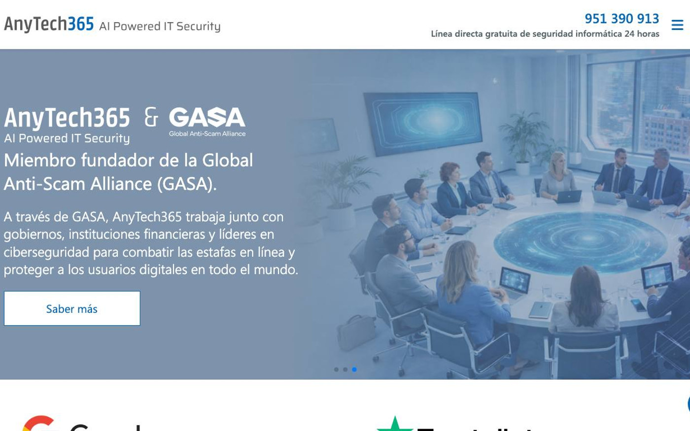 Captura de pantalla de la home de AnyTech365
