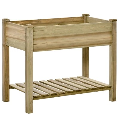 Outsunny Huerto urbano de madera con estante 91x51x76 cm