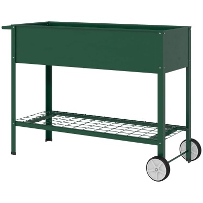 Outsunny Huerto urbano elevado con ruedas 109x44x80 cm