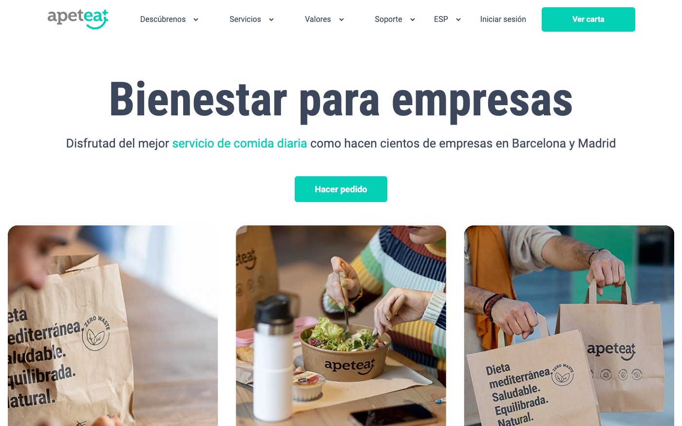 Captura de pantalla de la home de ApetEat