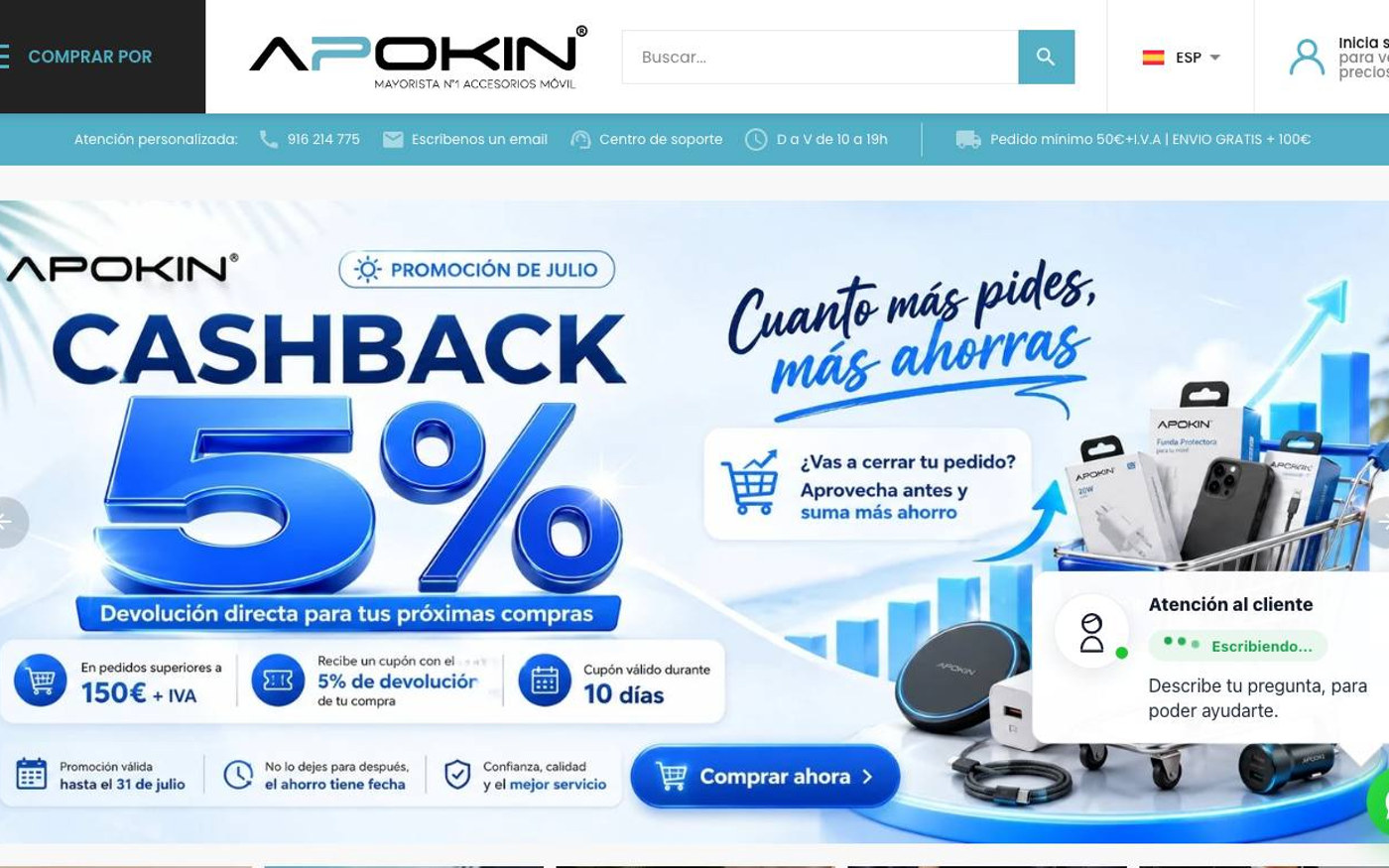Captura limpia de la home oficial de Apokin