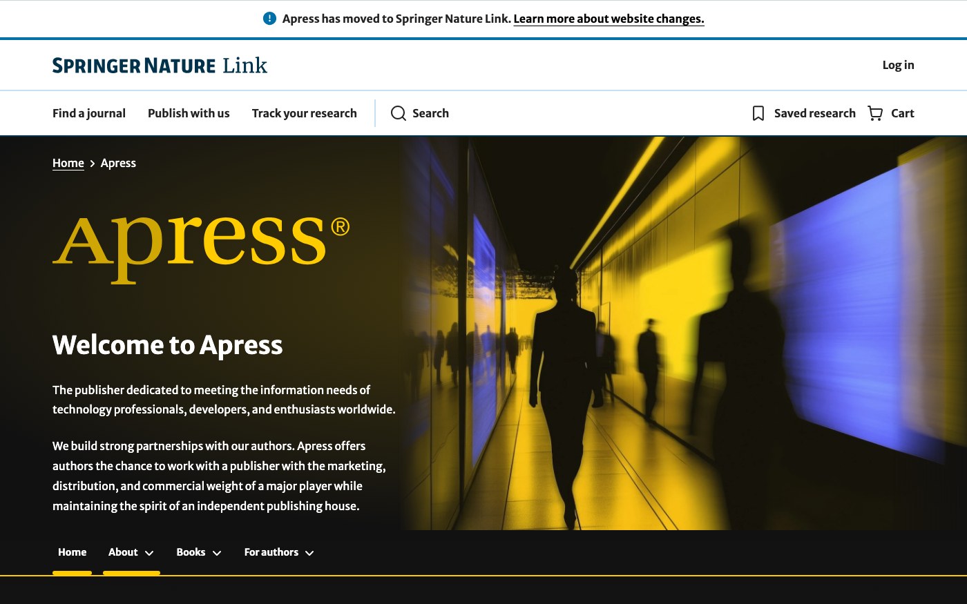 Captura limpia de la home oficial de Apress