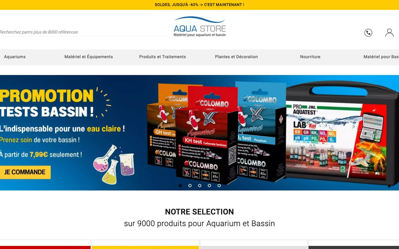 Captura de pantalla de la home de Aqua Store
