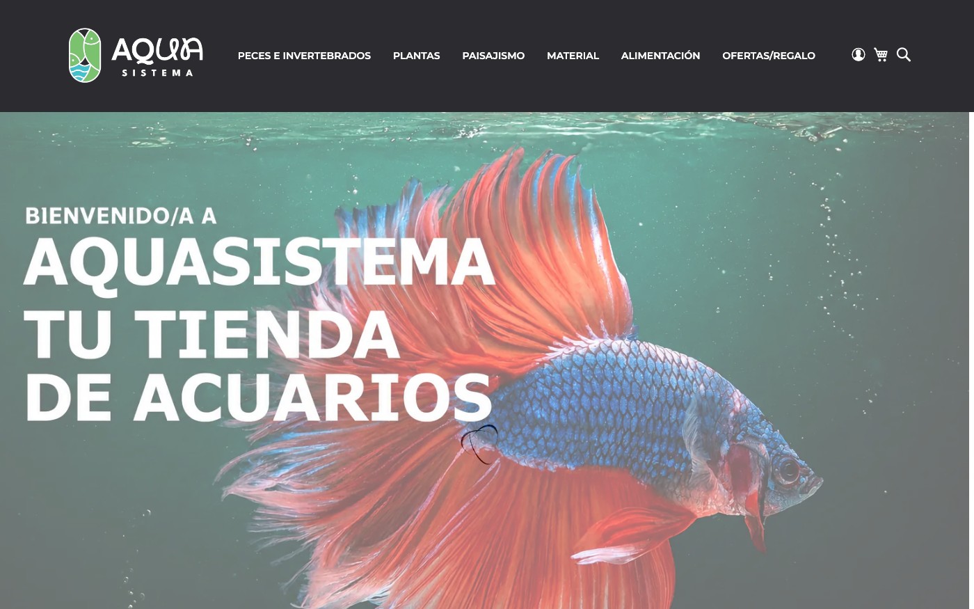 Captura de pantalla de la home de Aquasistema