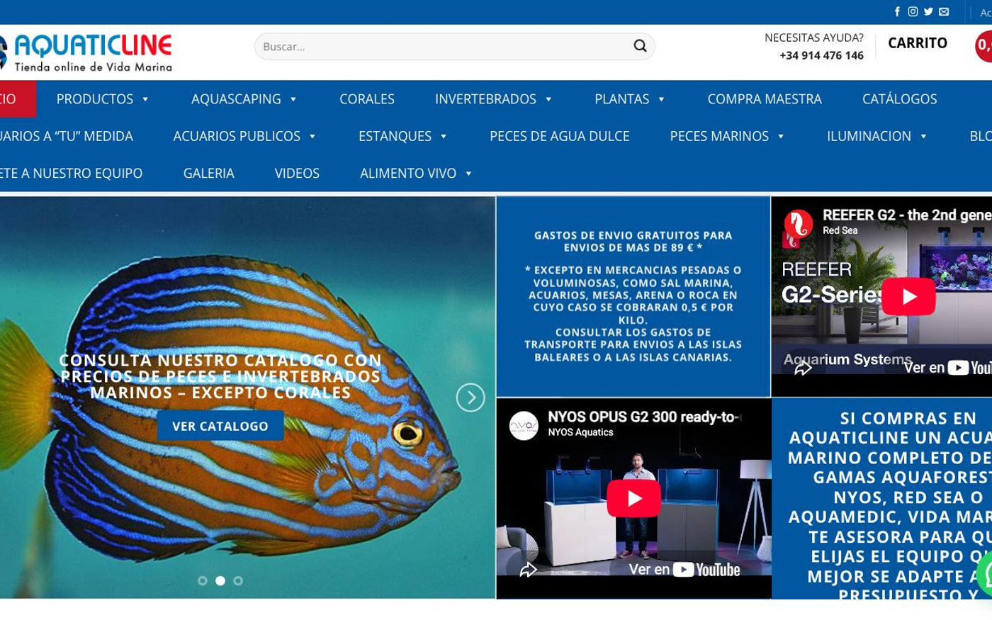 Captura de pantalla de la home de AquaticLine