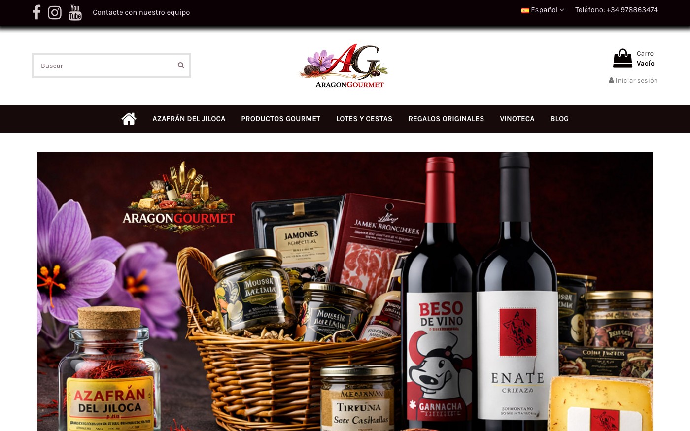 Captura de pantalla de la home de Aragón Gourmet
