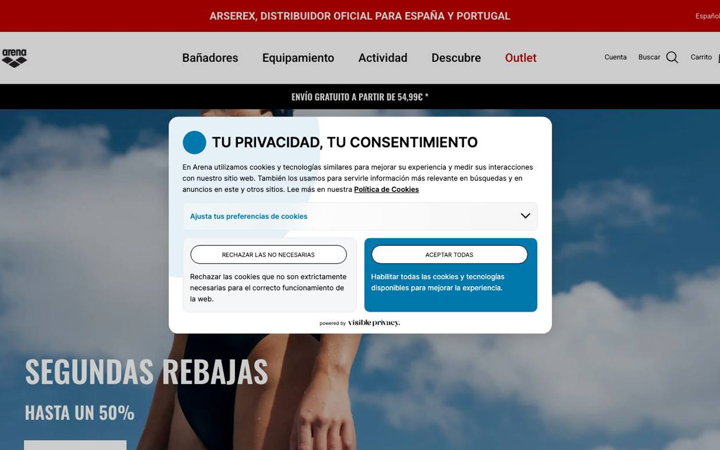 Captura limpia de la parte superior de la home de arena