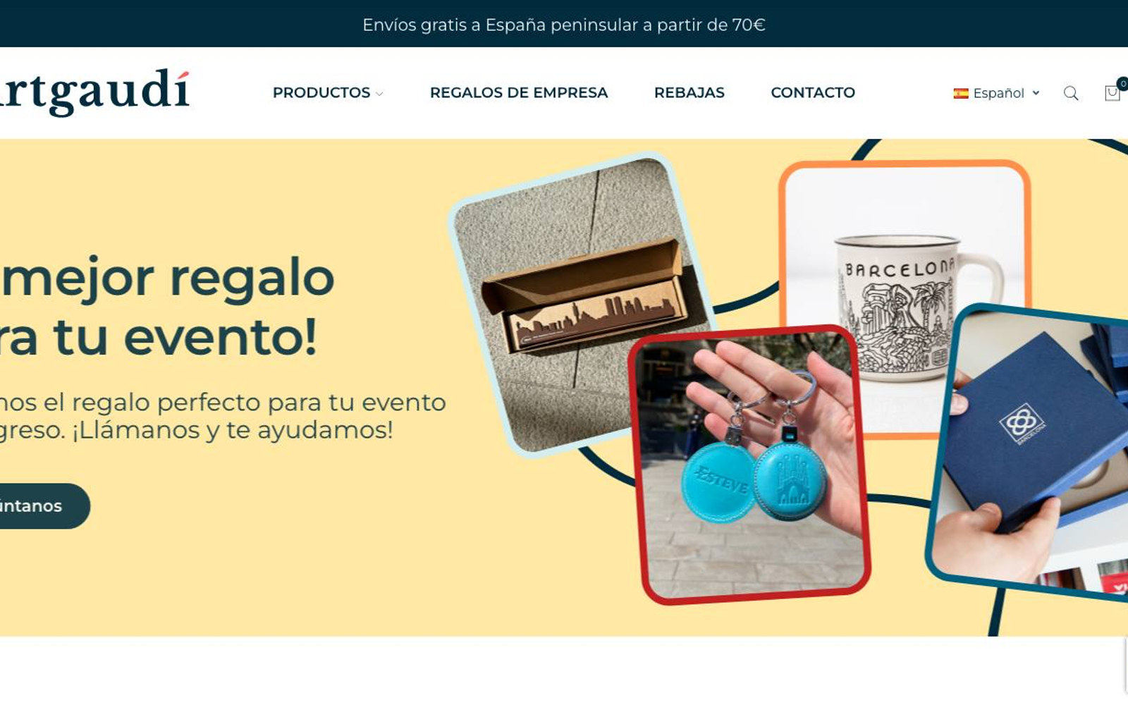 Captura limpia de la home oficial de Art Gaudí