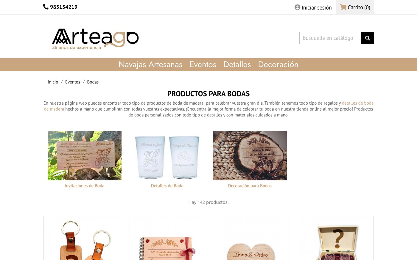 Captura limpia de la home oficial de Arteago