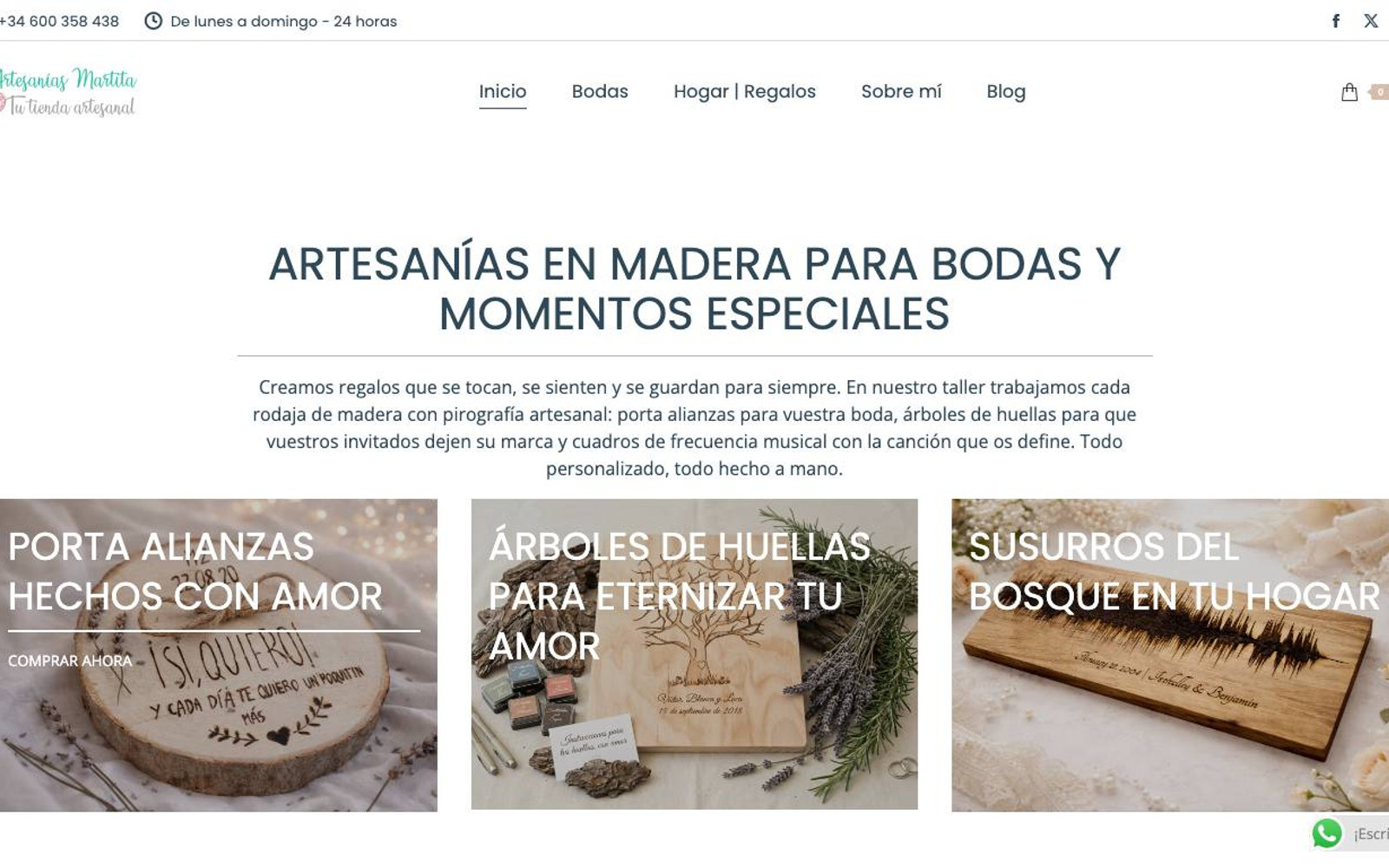 Captura limpia de la home oficial de ArtesaníasMartita