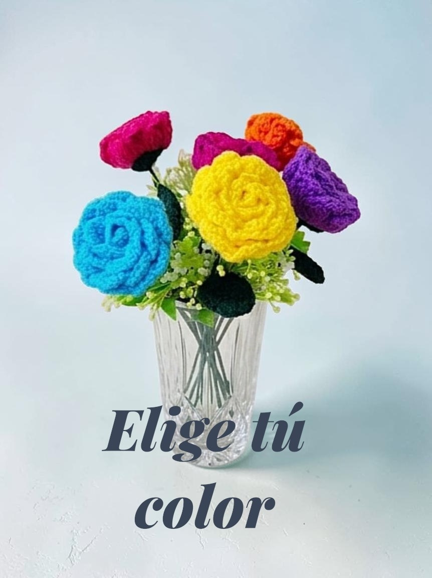 Rosa de crochet hecha a mano