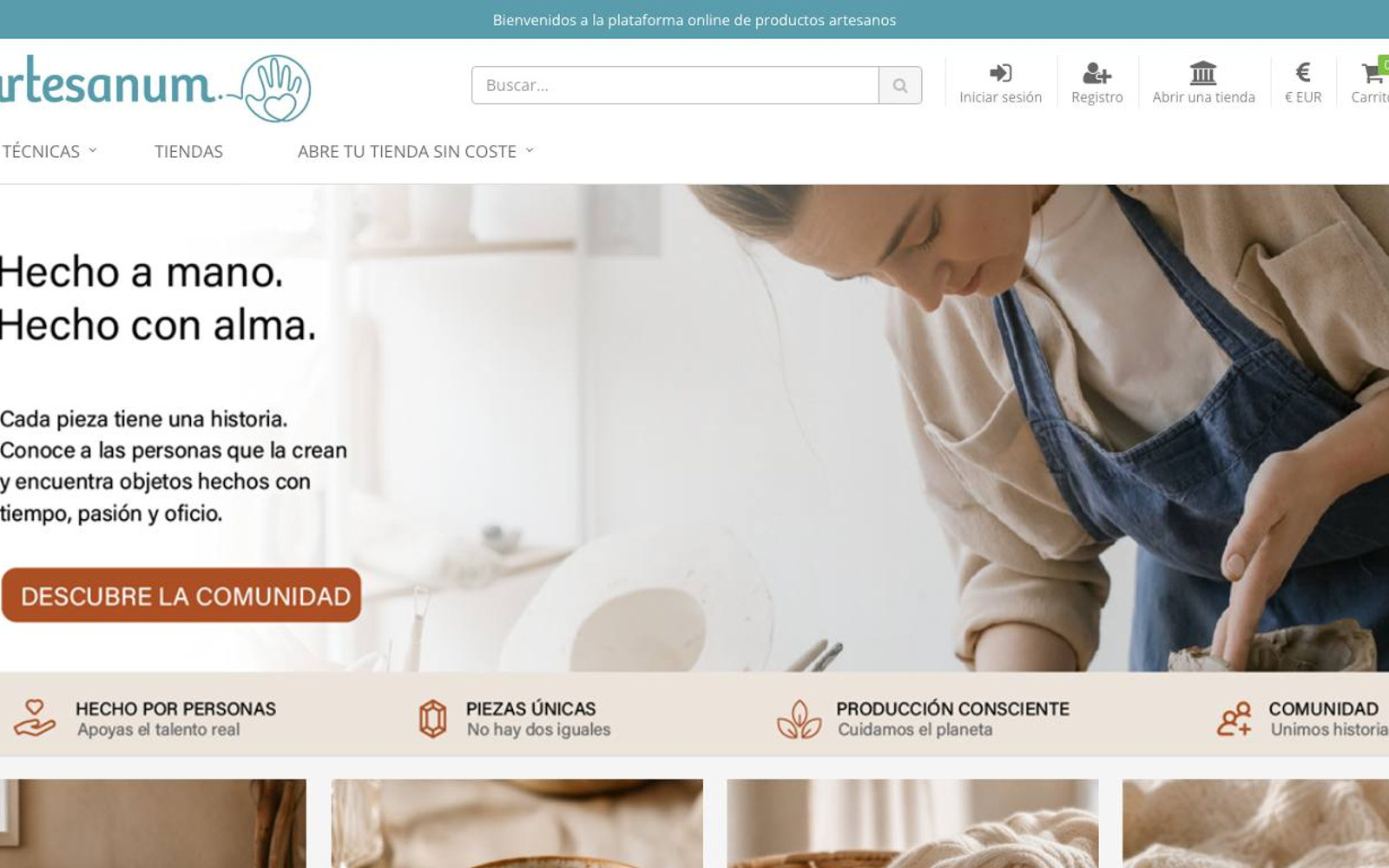 Captura limpia de la home oficial de Artesanum