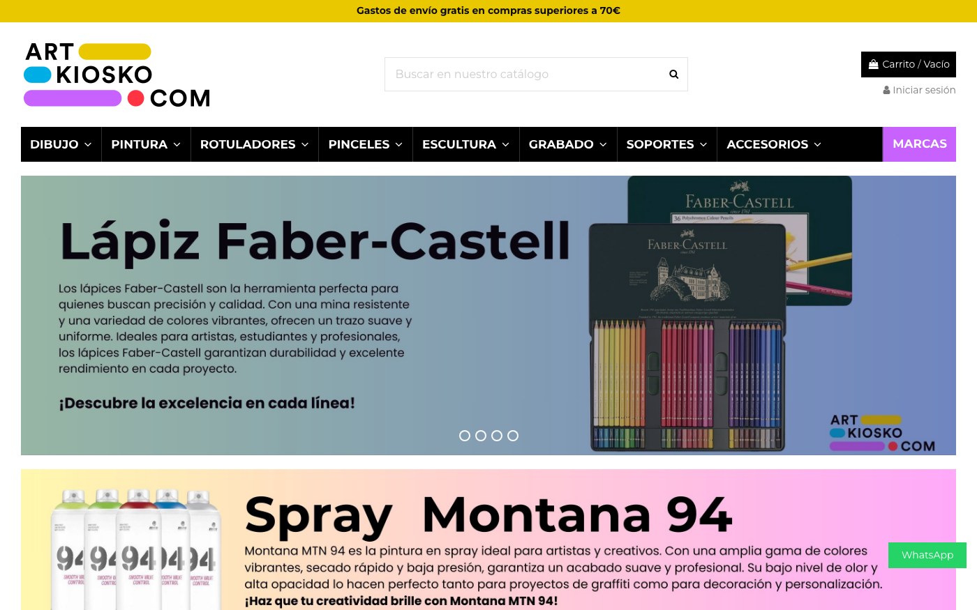 Captura limpia de la home oficial de Artkiosko