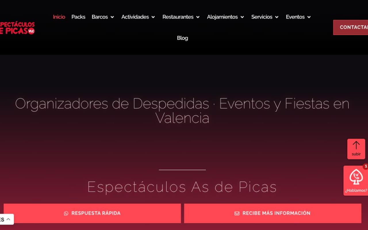 Captura de pantalla de la home de As de Picas