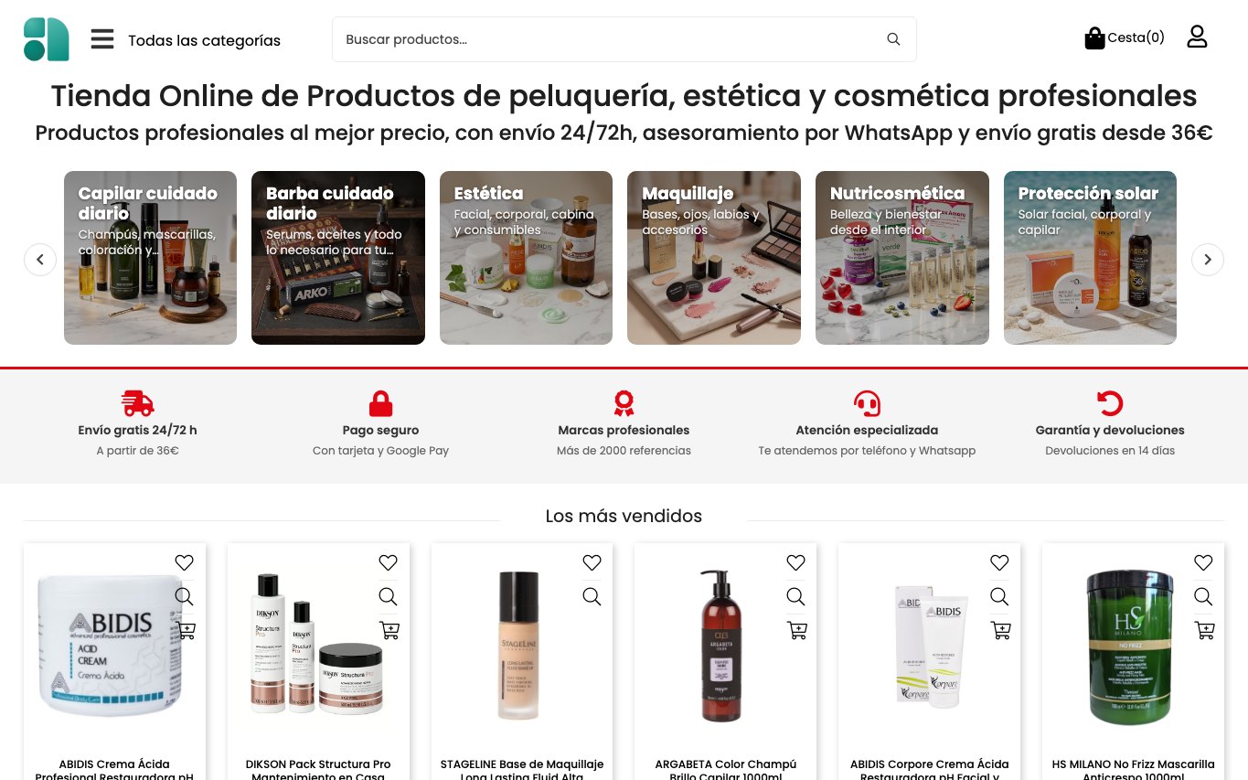 Captura de pantalla de la home de AS-Saloon