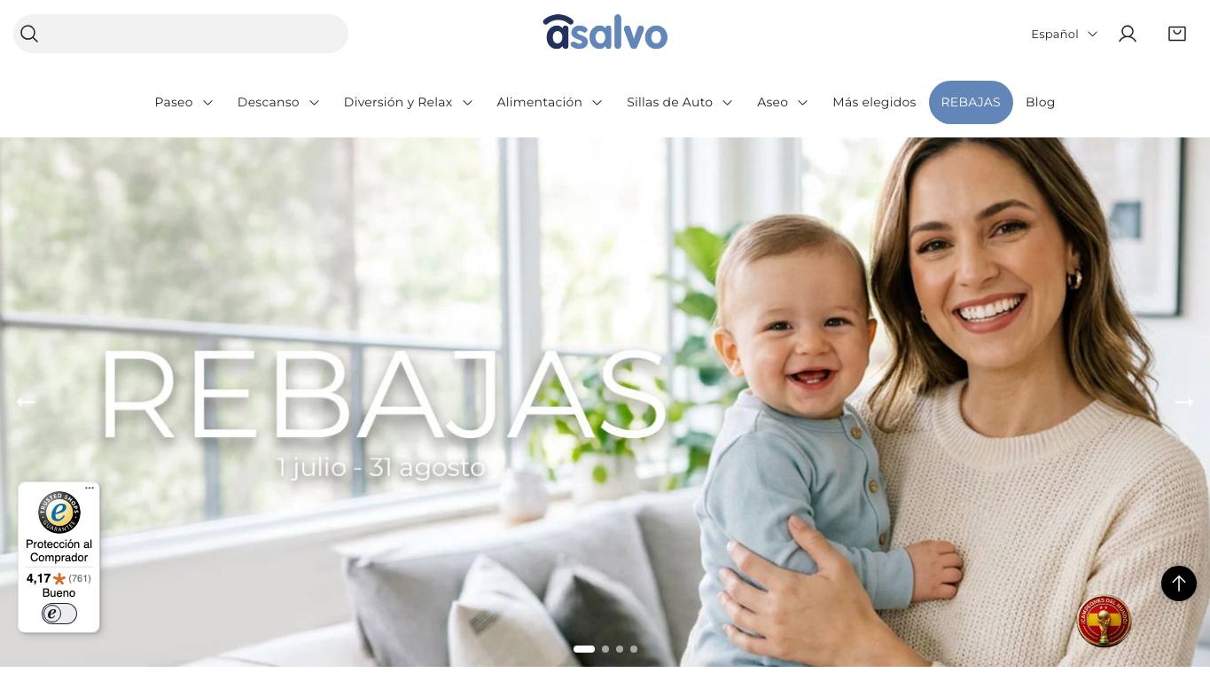 Captura de pantalla de la home de Asalvo