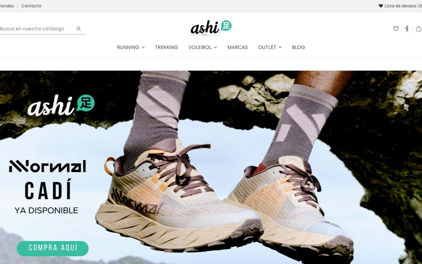 Captura de pantalla de la home de Ashi Sports