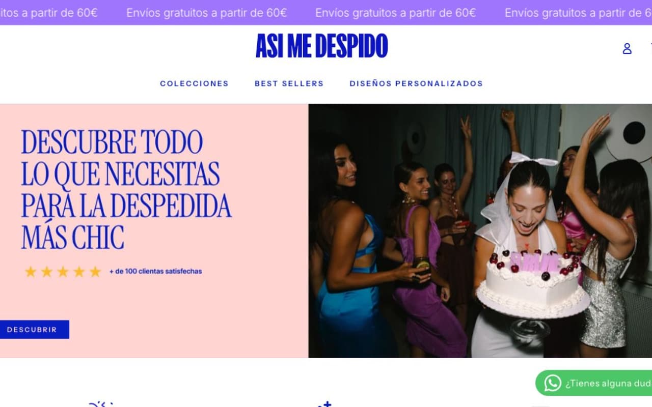 Captura de pantalla de la home de Así me despido