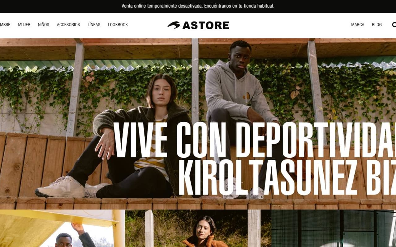 Captura de pantalla de la home de Astore