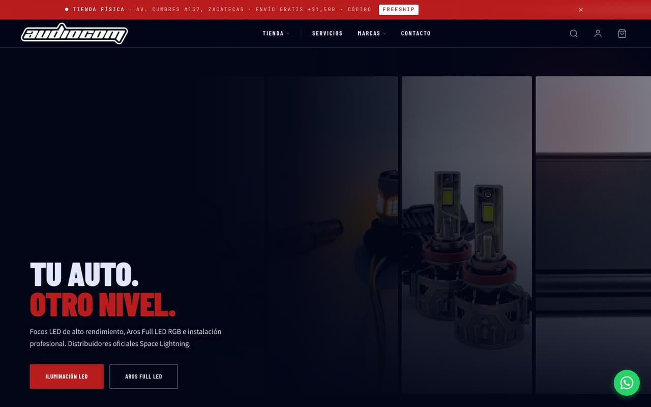 Captura de pantalla de la home de Audiocomponentes