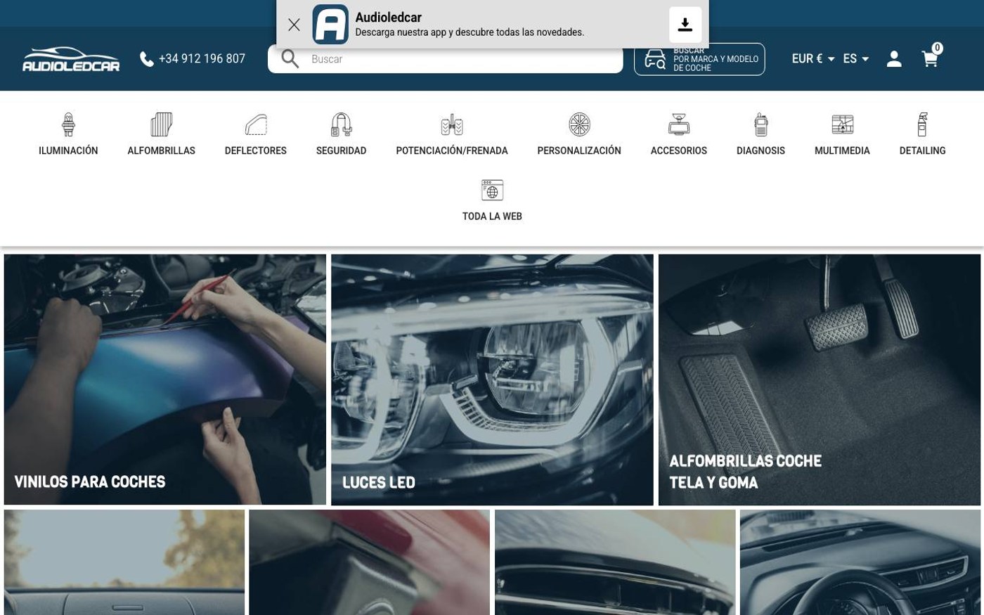 Captura limpia de la home de Audioledcar