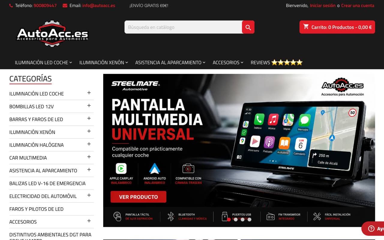 Captura de pantalla de la home de Autoacc