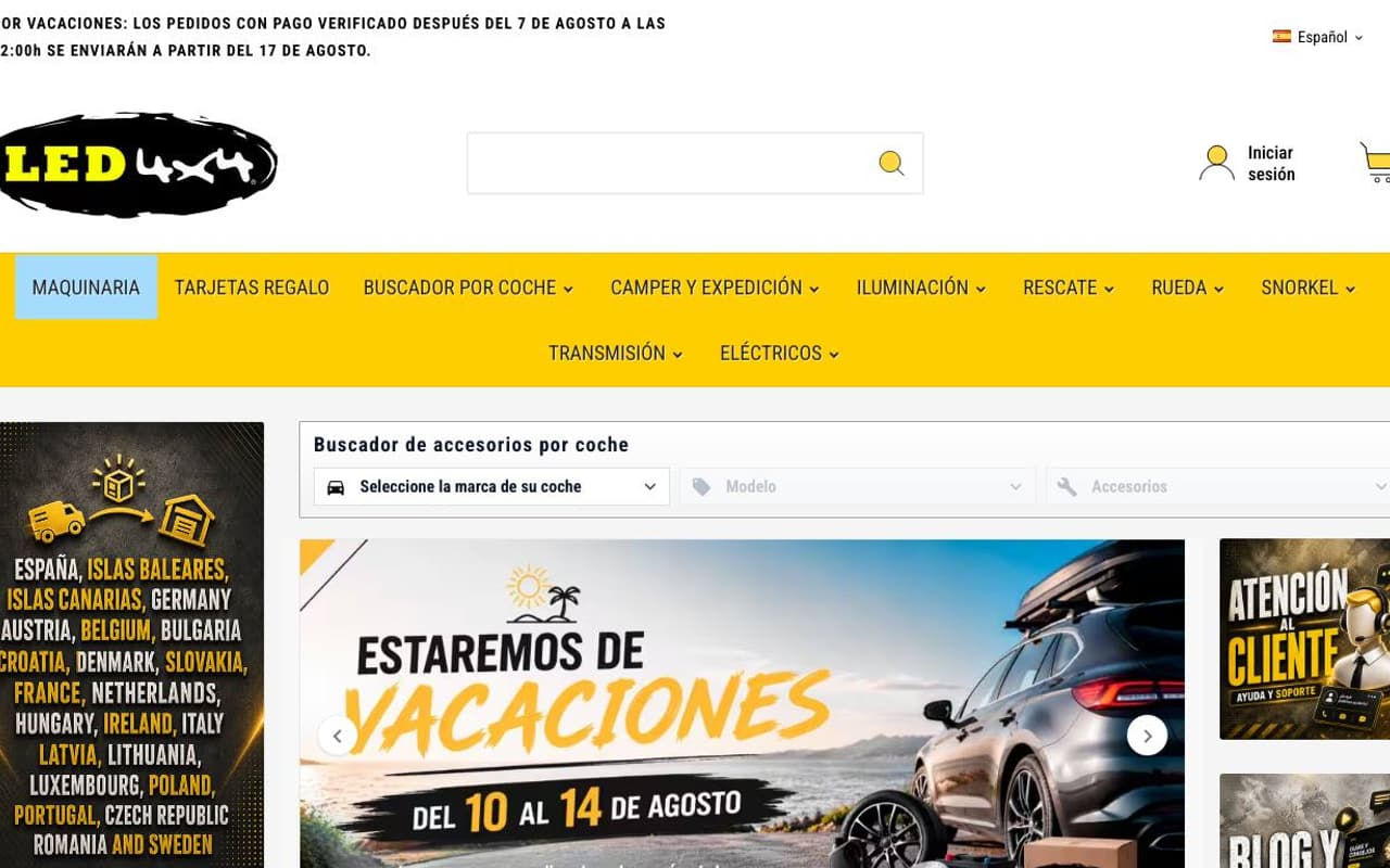 Captura de pantalla de la home de AutoLED4x4