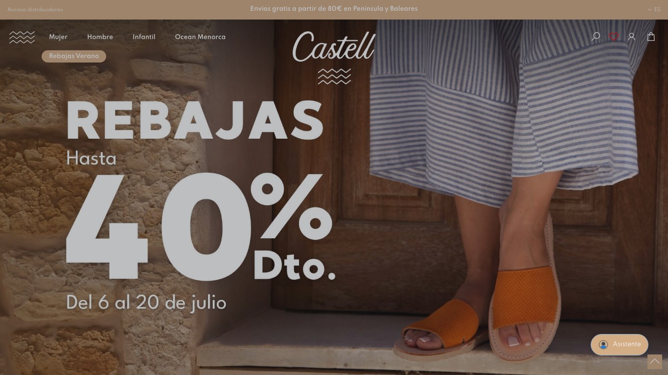 Captura real de la home de Castell Menorca