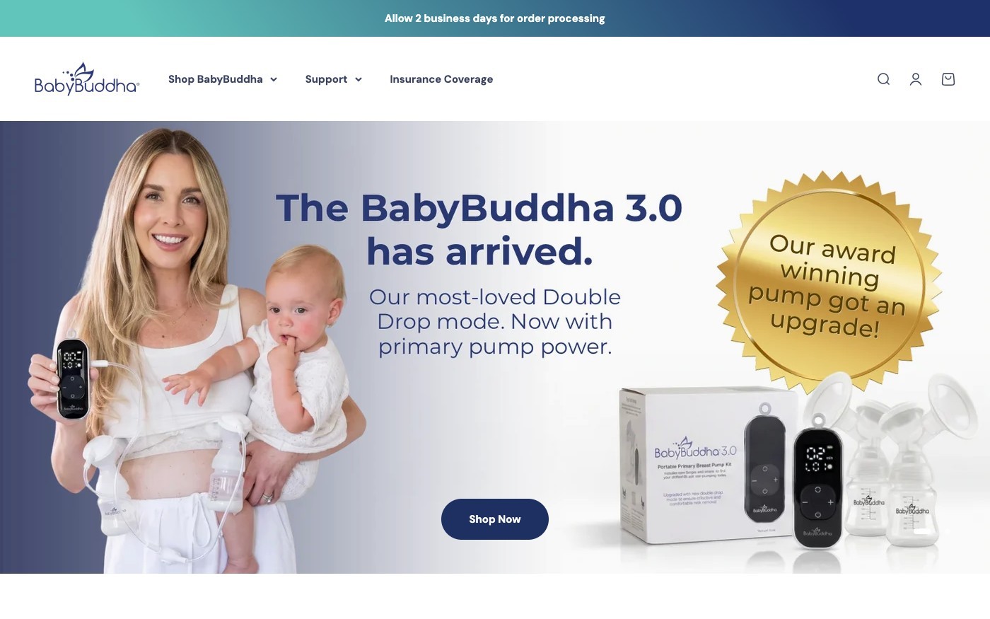 Captura de pantalla de la home de BabyBuddha